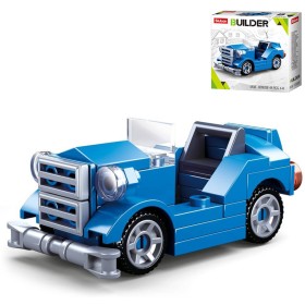 SLUBAN Builder Modrý kabriolet auto veterán 44 dílků STAVEBNICE