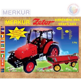 MERKUR Zetor základní set traktor + vlek 646 dílků *KOVOVÁ STAVEBNICE*