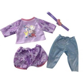 MAC TOYS Šaty pro panenku 40-43cm zajíček set s plínou a dudlíkem Fialová
