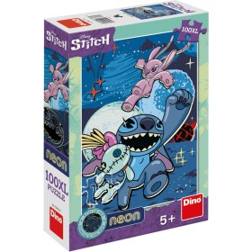 DINO Puzzle XL Stitch 100 dílků neon skládačka 33x47cm svítí ve tmě