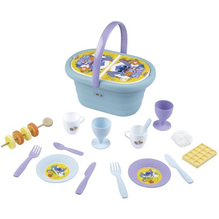 SMOBY Koš piknikový Stitch set s dětským nádobím a potravinami plast