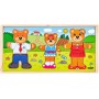 WOODY DŘEVO Šatní skříň Medvědí rodinka vkládací puzzle 54 dílků v boxu