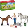 SCHLEICH Návštěva lékaře u klisny a hříběte herní set 2 koníci s doplňky