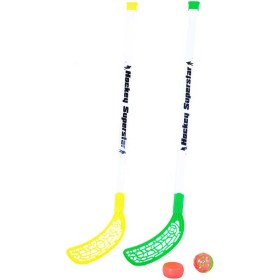Hokejky floorbalové plastové bílé 80cm set 2ks s pukem a míčkem