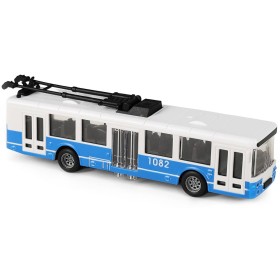 Trolejbus modrý na setrvačník MHD městská hromadná doprava otevírací dveře