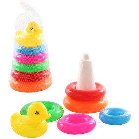 Skládačka baby pyramida navlékací věžička s kroužky kačenka