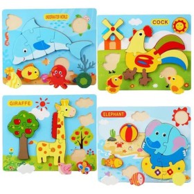 DŘEVO Puzzle baby vkládací zvířátka na desce 4 druhy *DŘEVĚNÉ HRAČKY*