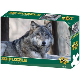 PUZZLE 3D Vlk 31x23cm 100 dílků skládačka v krabici