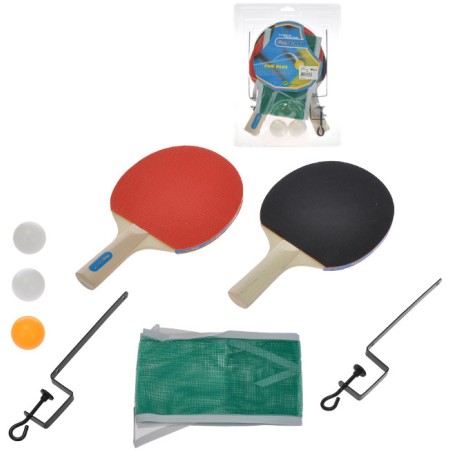 Stolní tenis ping pong set dvě pálky 25cm se síťkou a doplňky