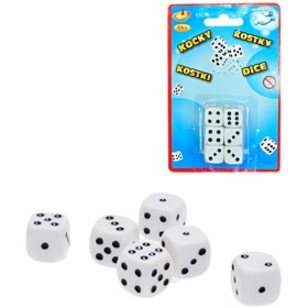 Hra Kostky hrací bílé 12mm set 6ks na kartě plast *SPOLEČENSKÉ HRY*
