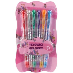 Pera tetovací gelová set 6 barev gelovky se šablonami na kartě