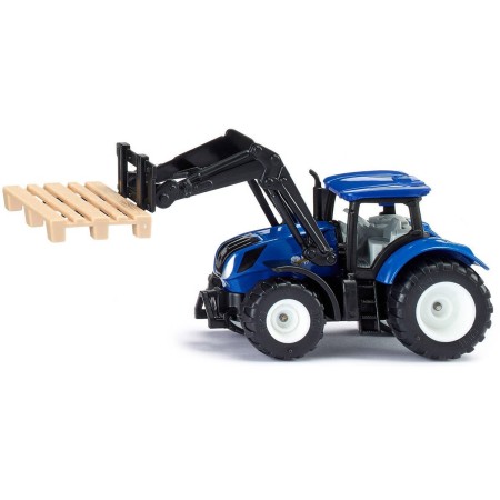 SIKU Traktor New Holland set s paletovými vidlemi + paleta model kov 1544