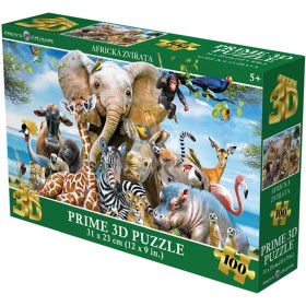 PUZZLE 3D Africká zvířata 31x23cm 100 dílků skládačka v krabici
