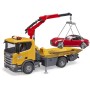 BRUDER 03552 Auto Scania Super 560R odtahovka + roadster na baterie Světlo Zvuk