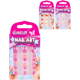 Glamour nalepovací dětské umělé nehty set 12ks 3 druhy