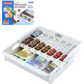 Box na peníze organizér na euro mince a bankovky dětská eura
