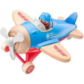 WOODY DŘEVO Letadlo baby s pilotem na baterie Světlo Zvuk
