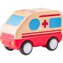 WOODY DŘEVO Auto baby sanitka na setrvačník na baterie Světlo Zvuk